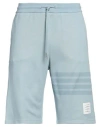 Thom Browne 4-bar Shorts In Cotton Knit In Blue