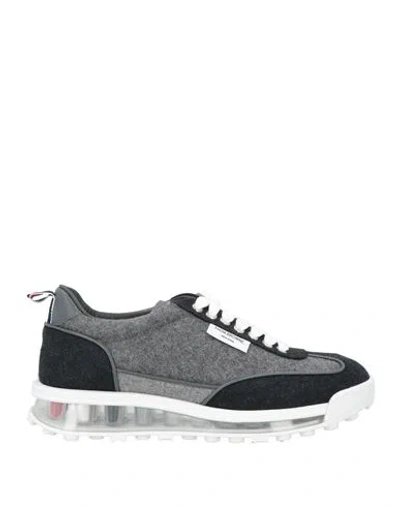 Thom Browne Man Sneakers Grey Size 9 Leather, Textile Fibers