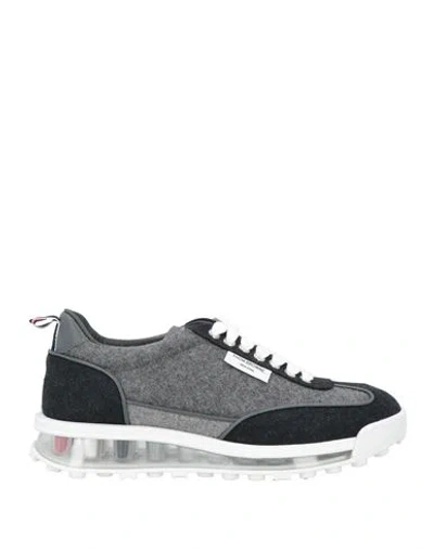 THOM BROWNE THOM BROWNE MAN SNEAKERS GREY SIZE 7 LEATHER, TEXTILE FIBERS