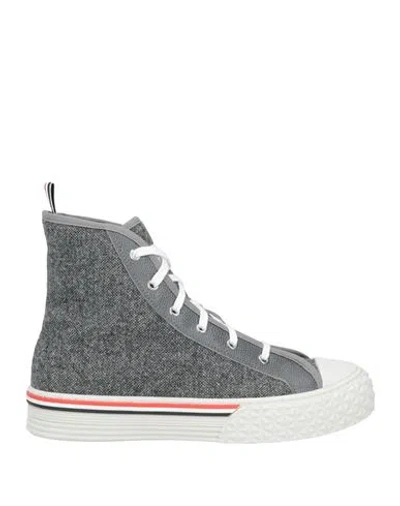 Thom Browne Man Sneakers Grey Size 9 Textile Fibers, Leather In Gray