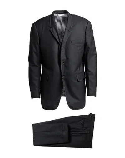 Thom Browne Man Suit Black Size 4 Wool, Polyester