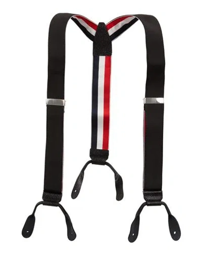 Thom Browne Man Suspenders Black Size - Silk, Polyester, Elastane, Polyamide