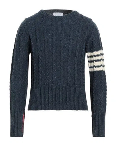 Thom Browne Man Sweater Blue Size 4 Wool, Mohair Wool