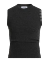 Thom Browne Man Sweater Charcoal Size 3 Cashmere In Black