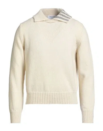 Thom Browne Man Sweater Cream Size 2 Wool, Mohair Wool In White