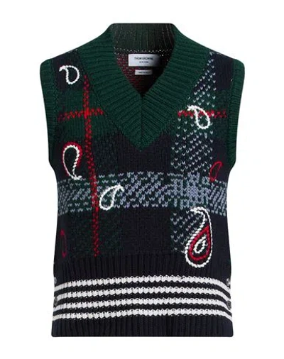 Thom Browne Man Sweater Dark Green Size 2 Cashmere, Wool, Acrylic In Black