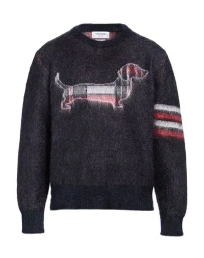 Thom Browne Man Sweater Dark Purple Size 4 Mohair Wool, Polyamide, Wool