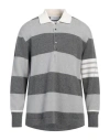 Thom Browne Rugby Contrasting Ribbed Wool Sweater In Grey