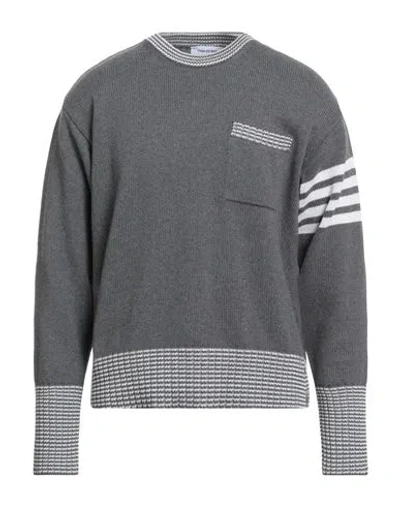 Thom Browne Hector Intarsia Cotton Sweater In Anthracite