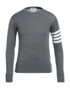 Thom Browne L Crewneck Sweater With 4 Bar Inlay In Grey