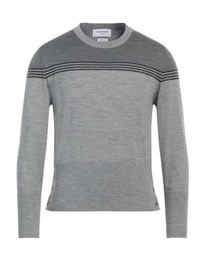 Thom Browne Man Sweater Grey Size 3 Virgin Wool, Polyamide In Gray
