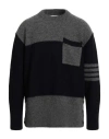 Thom Browne Man Sweater Grey Size 3 Wool, Mohair Wool In Black