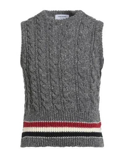 Thom Browne Man Sweater Grey Size 3 Wool, Mohair Wool In Gray
