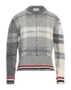 Thom Browne Check-pattern Wool-blend Jumper In Grey