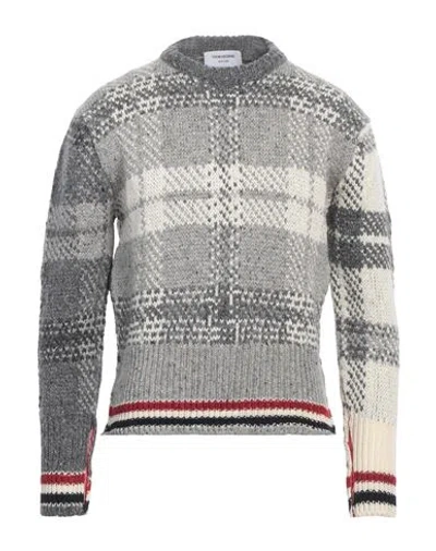 THOM BROWNE THOM BROWNE MAN SWEATER GREY SIZE 5 WOOL, MOHAIR WOOL