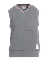 Thom Browne Logo-patch Rwb-trim Vest In Grey