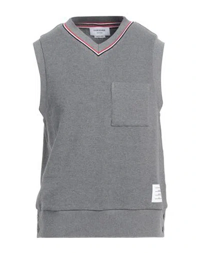 Thom Browne Logo-patch Rwb-trim Vest In Grey