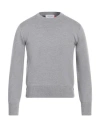 Thom Browne Crewneck Sweater With Tricolor Band In Grey