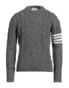 Thom Browne Man Sweater Grey Size 5 Wool, Mohair Wool In Gray