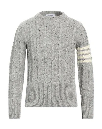 Thom Browne Man Sweater Grey Size 5 Wool, Mohair Wool In Gray