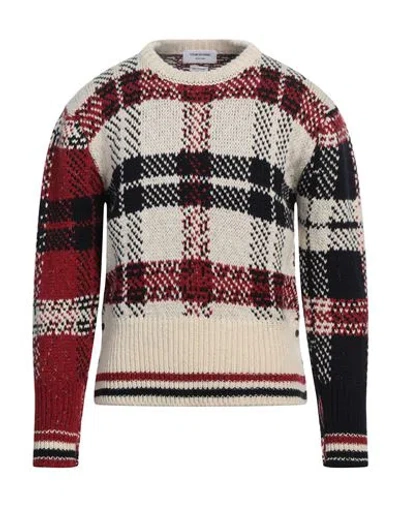 Thom Browne Classic Tartan Wool & Mohair Sweater In White