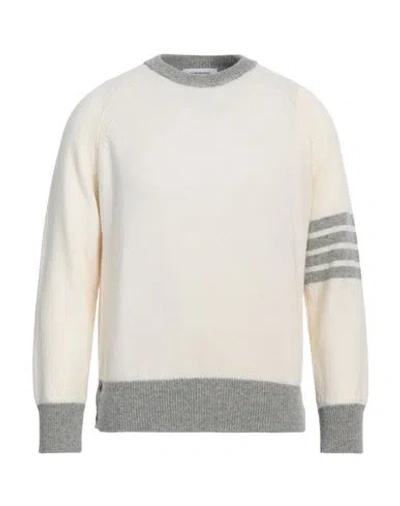 Thom Browne White Gray Crew Neck Sweater