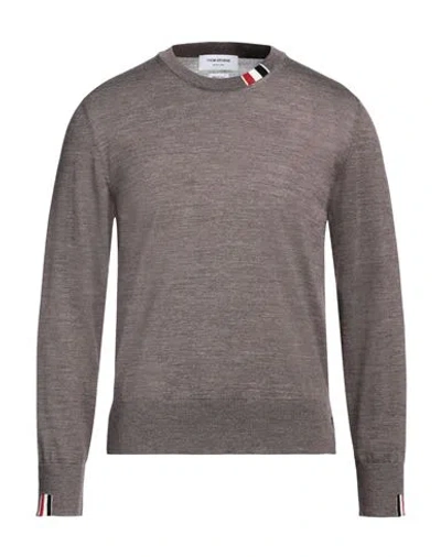 Thom Browne Man Sweater Khaki Size 4 Virgin Wool, Polyamide In Beige
