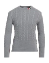 THOM BROWNE THOM BROWNE MAN SWEATER LIGHT GREY SIZE 3 VIRGIN WOOL