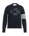 Thom Browne Man Sweater Midnight Blue Size 3 Cotton, Polyamide, Elastane