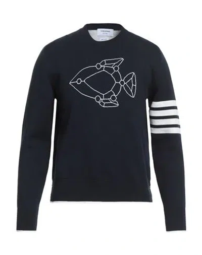 Thom Browne Man Sweater Midnight Blue Size 3 Cotton, Polyamide, Elastane