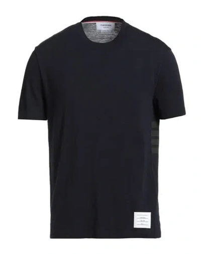 Thom Browne Man Sweater Midnight Blue Size 4 Wool, Elastane In Black