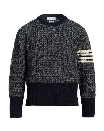 Thom Browne Man Sweater Midnight Blue Size 5 Wool, Mohair Wool In Gray