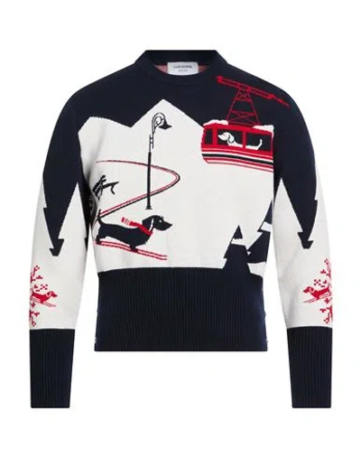 Thom Browne Man Sweater Navy Size 2 Cashmere, Polyamide In Black