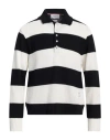 Thom Browne Striped Cotton Polo Sweater In Navy