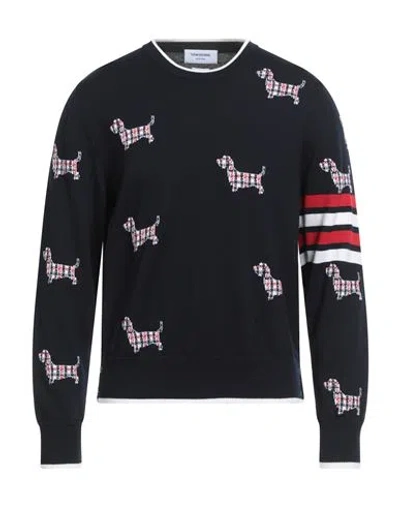 Thom Browne Man Sweater Navy Size 4 Virgin Wool, Polyamide