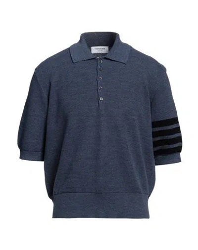 Thom Browne Man Sweater Slate Blue Size 3 Virgin Wool