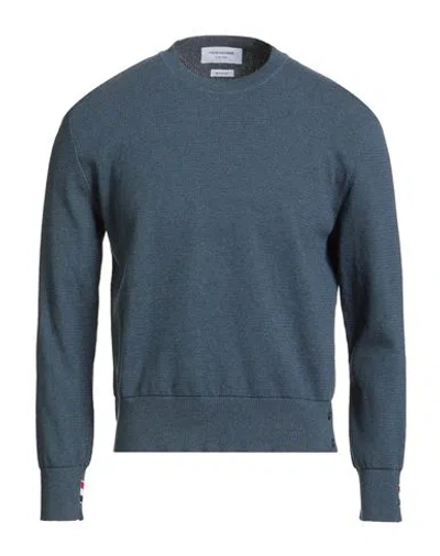 Thom Browne Man Sweater Slate Blue Size 5 Cotton