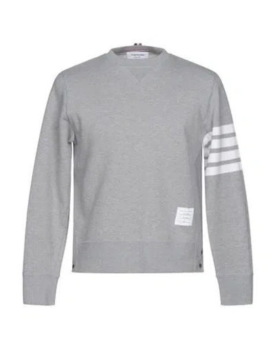 Thom Browne Classic Sweatshirt In Classic Loopback With Engineered 4 Bar In Grey