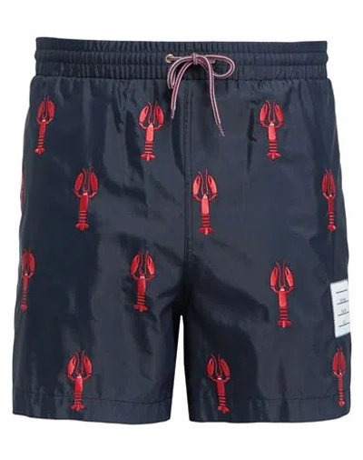 Thom Browne Man Swim Trunks Navy Blue Size 3 Nylon, Polyurethane, Polyester