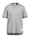 Thom Browne Man T-shirt Grey Size 4 Cotton, Elastane
