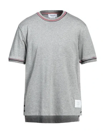 Thom Browne Man T-shirt Grey Size 4 Cotton, Elastane In Grey