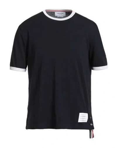 Thom Browne Man T-shirt Midnight Blue Size 4 Wool, Elastane In Black