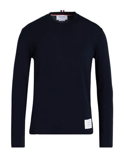 THOM BROWNE THOM BROWNE MAN T-SHIRT MIDNIGHT BLUE SIZE 4 WOOL, ELASTANE