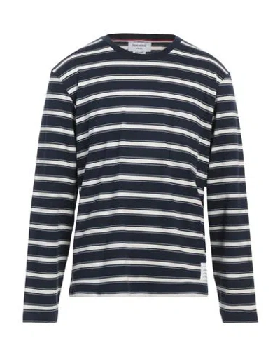 Thom Browne Man T-shirt Midnight Blue Size 5 Cotton