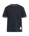 THOM BROWNE THOM BROWNE MAN T-SHIRT NAVY BLUE SIZE 4 COTTON, ELASTANE