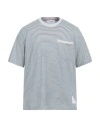 Thom Browne Man T-shirt Sky Blue Size 4 Cotton