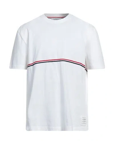 THOM BROWNE THOM BROWNE MAN T-SHIRT WHITE SIZE 3 COTTON, ELASTANE