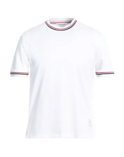 Thom Browne Man T-shirt White Size 4 Cotton, Elastane