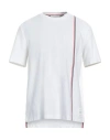 Thom Browne Crewneck T-shirt With Tricolor Intarsia In White