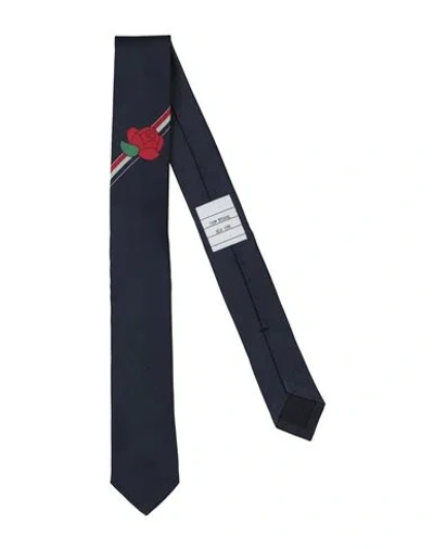 Thom Browne Man Ties & Bow Ties Midnight Blue Size - Silk